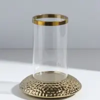 Подсвечник на 1 свечу &laquo;Верна&raquo;, керамика, стекло, d=8 см, золото, 14.5&times;14.5&times;17.5 см