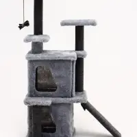 Домик для кошек с когтеточкой, 33&times;40&times;103 см, квадратный, ковролин, серый