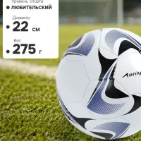 Футбольный мяч ONLYTOP, машинная сшивка, 32 панели, р. 5, PVC, резиновая камера, белый, голубой