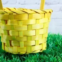 Корзина плетёная, бамбук, жёлтая, (цилиндр)
