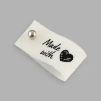 Бирка с кнопкой Made with love Арт Узор, 8&times;1.8 см, 10 шт., белая, чёрная