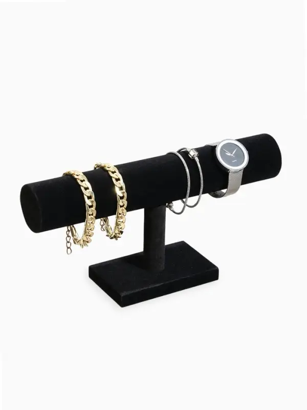 Подставка для часов, браслетов QF, флок, 30&times;7.5&times;15.5 см ( &plusmn; 2 см), d=5 см, чёрная