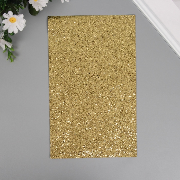 Лист для творчества иск.кожа Лист для творчества иск.кожа "Крупные блёстки" золото лист 33х20 см толщина 0,84 мм