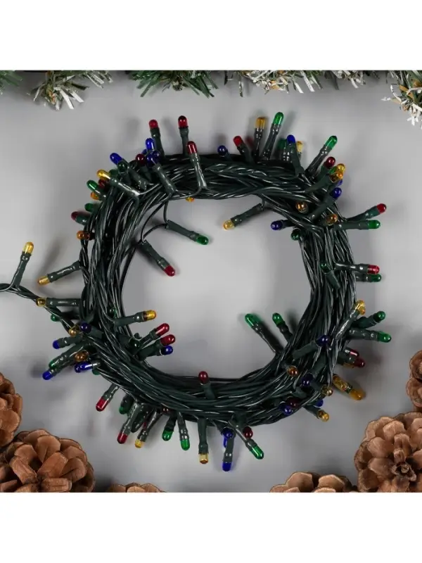 Гирлянда &laquo;Нить&raquo; 5.5 м, IP20, тёмная нить, 140 ламп, свечение мульти, 8 режимов, 220 В