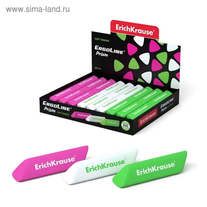 Ластик ErichKrause ErgoLine Prism, мягкий, гипоаллергенный, МИКС Ластик ErichKrause ErgoLine Prism, мягкий, гипоаллергенный, МИКС