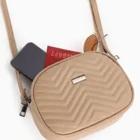 Сумка женская кросс-боди на молнии, 19&times;7&times;15 см, бежевая