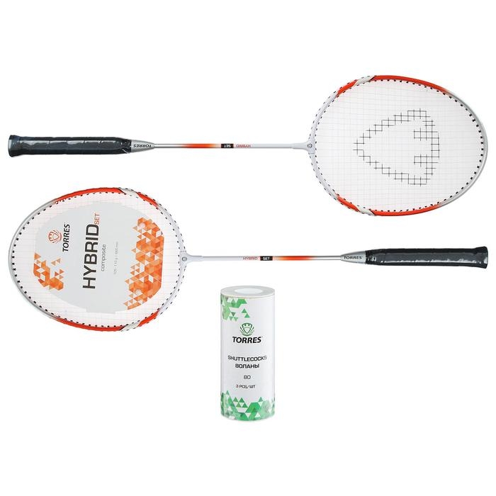 Набор для бадминтона TORRES Hybrid: 2 ракетки, 3 волана Набор для бадминтона TORRES Hybrid: 2 ракетки, 3 волана