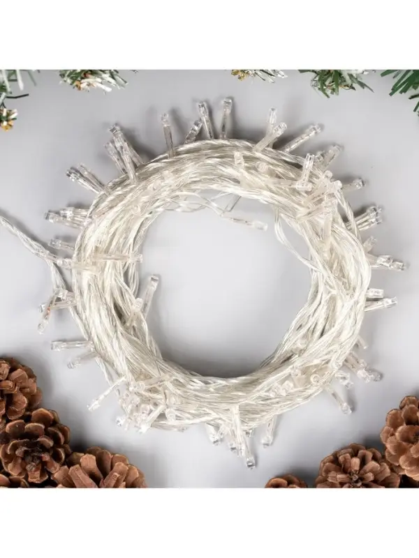 Гирлянда &laquo;Нить&raquo; 10 м, IP20, прозрачная нить, 100 LED, 8 режимов, 220 В, свечение синее