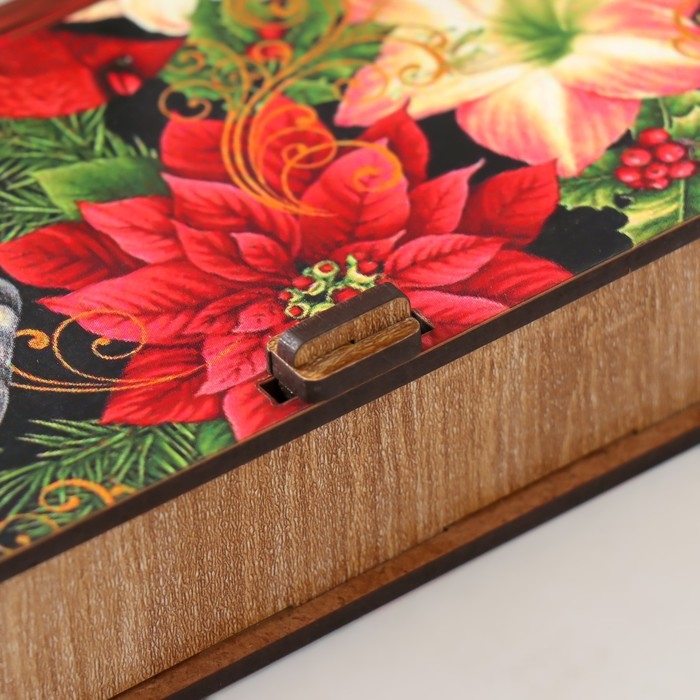 Новогодняя шкатулка  Новогодняя шкатулка "Цветок пуансеттия" 17х8,5 см