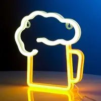 Неоновая вывеска &laquo;Кружка пенного&raquo; 22&times;22 см, от батареек ААх3, USB, свечение жёлто-белое