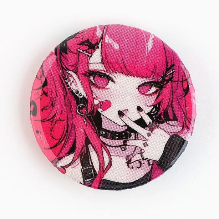 Значок закатной «Розовая аниме», d = 38мм Значок закатной «Розовая аниме», d = 38мм