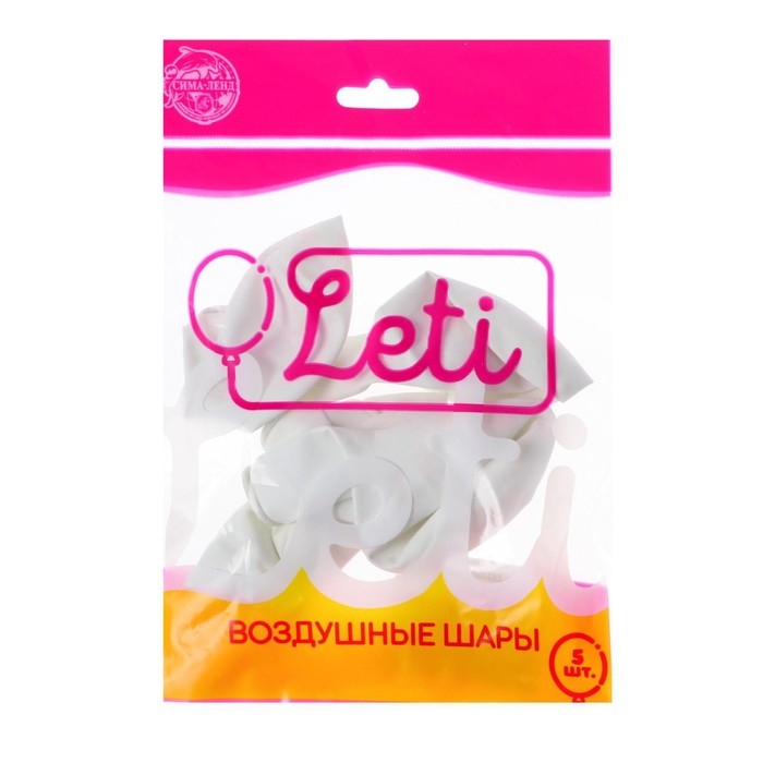 Шар латексный 12 Шар латексный 12", пастель, набор 5 шт., цвет белый