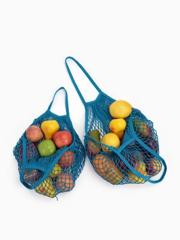 Набор 2 шт.: сумка-авоська плетёная, клетка 1.5 см, синяя