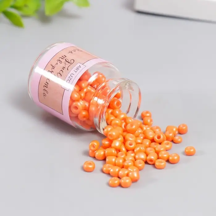 Бисер круглый 6/0 в бутылочке  Бисер круглый 6/0 в бутылочке "Оранжевый апельсин" 20 гр