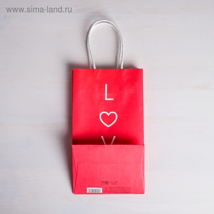 Пакет подарочный крафт, упаковка, «Love», 12 х 21 х 9 см Пакет подарочный крафт, упаковка, «Love», 12 х 21 х 9 см