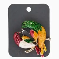 Брошь "Птицы парные", цветная в золоте