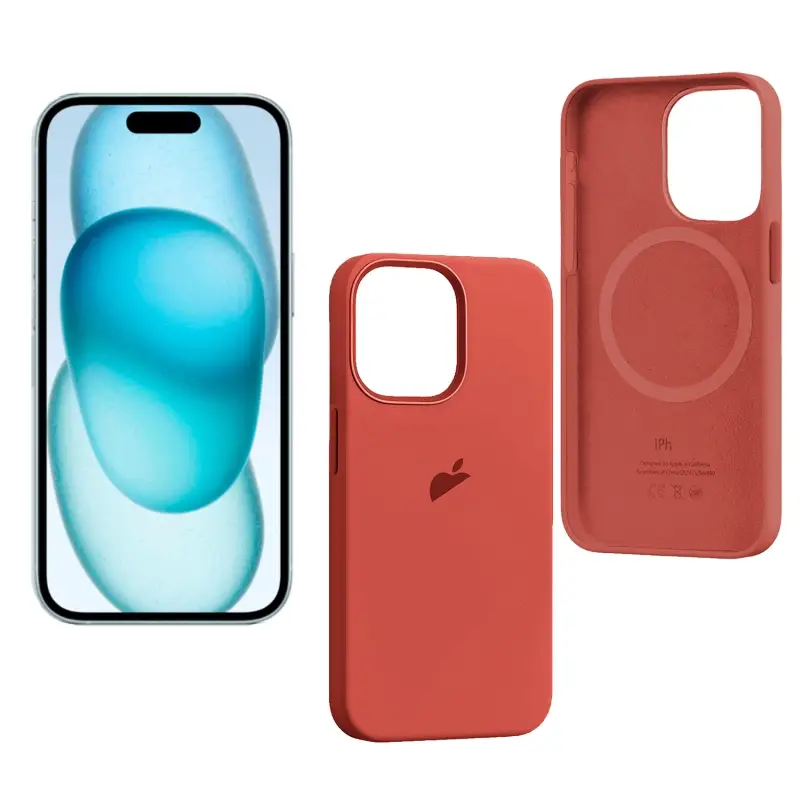 Чехол iPh 15 Pro Silicon Case 100% ORG (MagSafe + анимация NFC Clear) c LOGO Guava