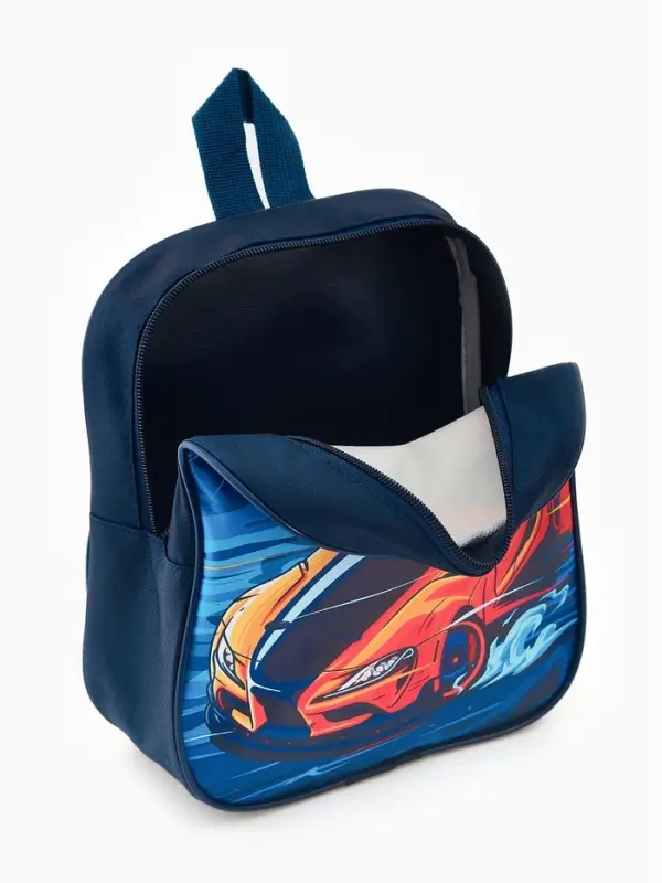 Рюкзак детский 20,5*9*24, отд на молнии,машина т-синий