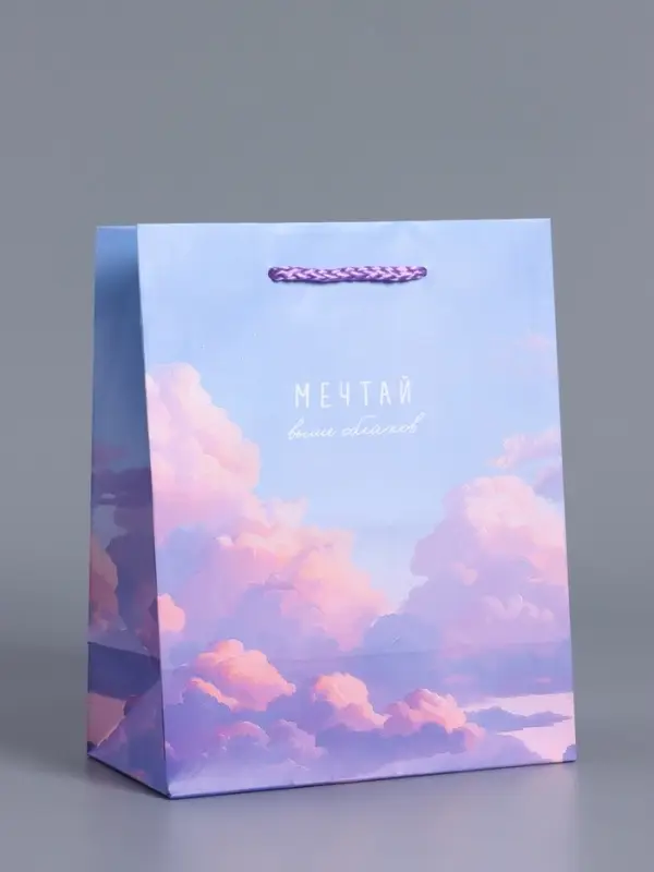Пакет подарочный "Мечтай выше облаков" ламинированный 18 х 22,3 х 10 см
