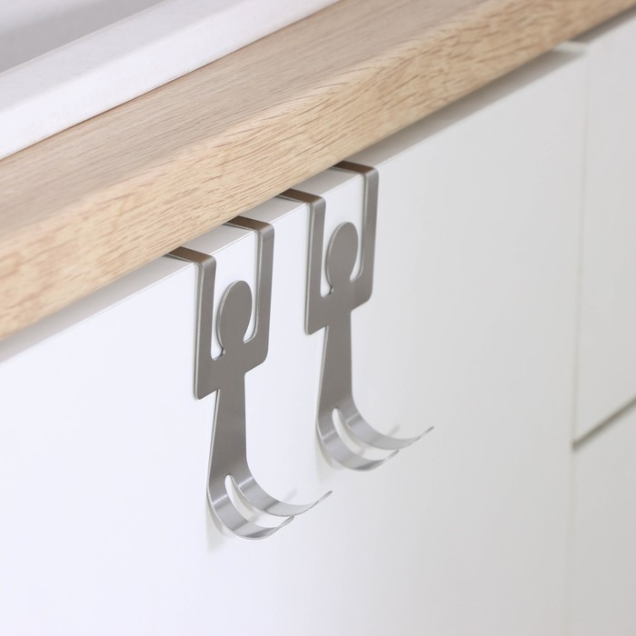 Вешалка на дверь «Человечки», на два крючка, 8×3×4.5 см, хром Вешалка на дверь «Человечки», на два крючка, 8×3×4.5 см, хром