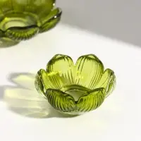 Подсвечник стекло "Цветы" зелёный d=3,5 см набор 2 шт 6,7х6,7х3,2 8,7х8,7х3 см