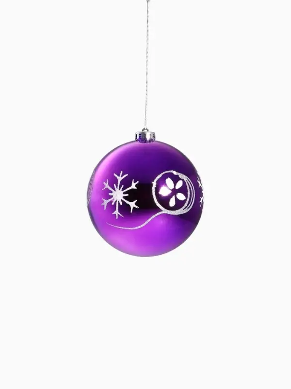 Ёлочные игрушки &laquo;Барбара&raquo;, шары новогодние, d=14 см, набор 5 шт., серебристо-фиолетовый
