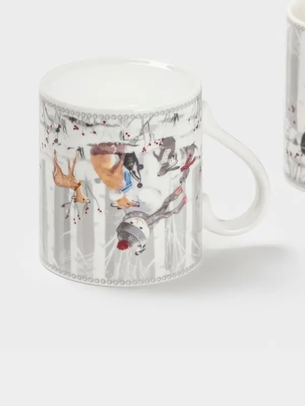 Набор кружек новогодних «Снежные забавы», 2 шт., 220 мл, керамика, подарочная упаковка, белый