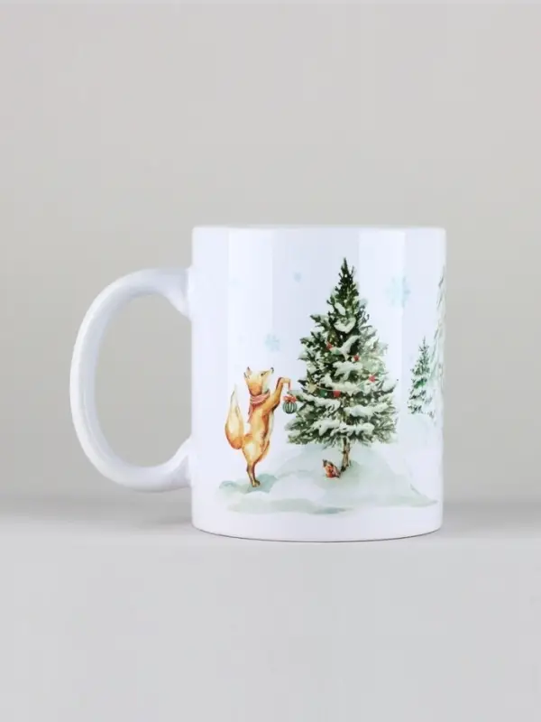 Кружка новогодняя керамическая &laquo;Новогодний лес&raquo;, 320 мл, цвет белый