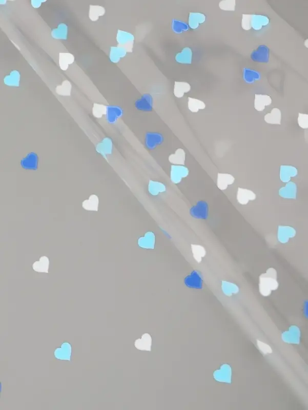 Плёнка для цветов &laquo;Сердечки конфетти&raquo;, прозрачный/сине-голубой, 0.7&times;7.6 м, 40 мкм, 200 г