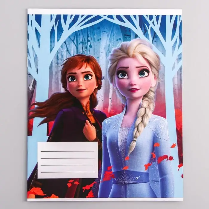 Тетрадь в клетку 12 листов, 5 видов МИКС, обложка мелованная бумага, &laquo;Холодное сердце&raquo;