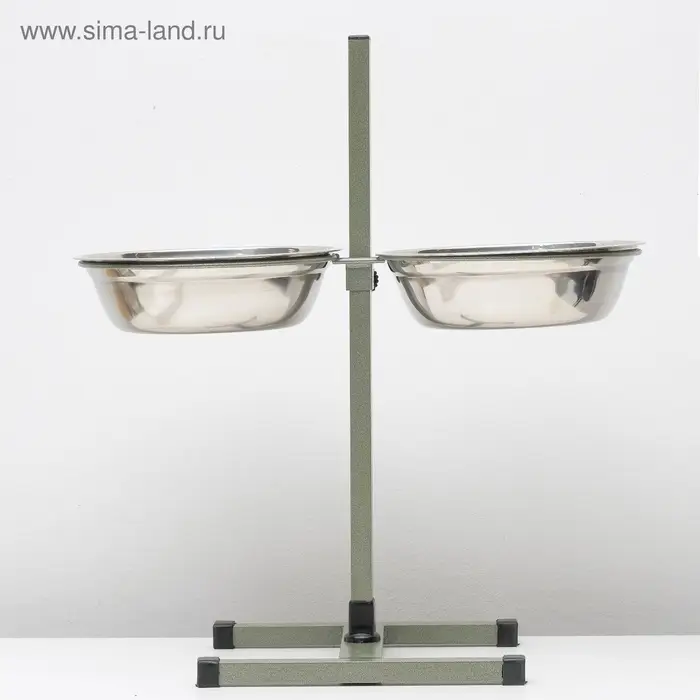 Подставка с мисками, 2&times;2.5 л, высота 60 см, разборная, зелёная
