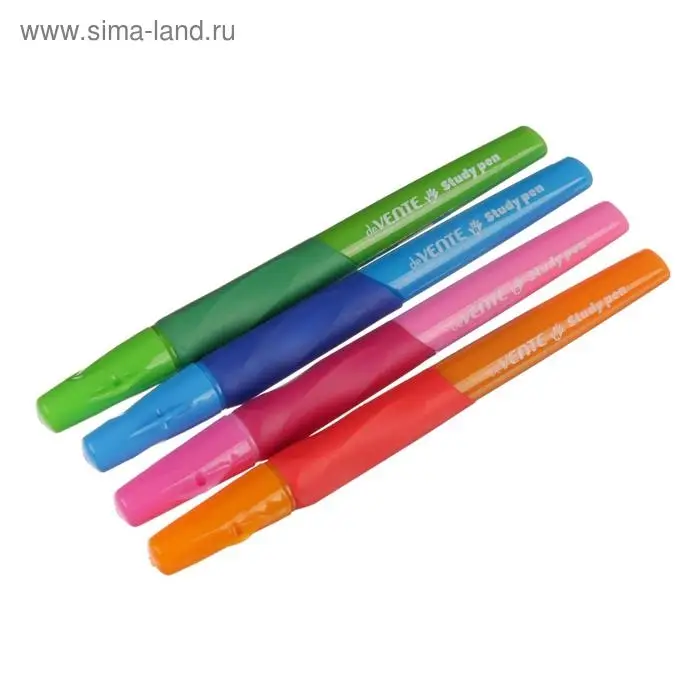 Ручка обучающая для правши deVENTE Study Pen, узел 0.7 мм, каучуковый держатель, чернила синие на масляной основе Ручка обучающая для правши deVENTE Study Pen, узел 0.7 мм, каучуковый держатель, чернила синие на масляной основе