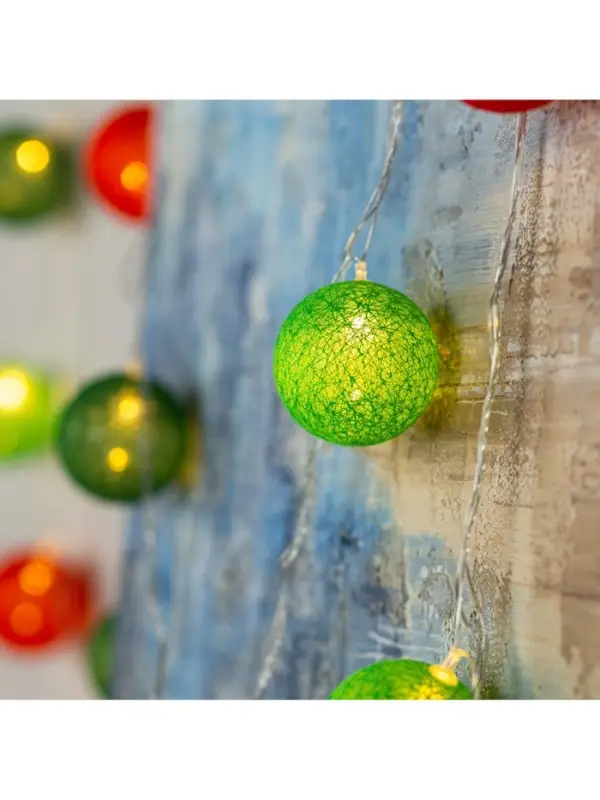 Гирлянда &laquo;Нить&raquo; 5 м с насадками &laquo;Клубки летние&raquo;, IP20, прозрачная нить, 20 LED, свечение тёплое белое, 220 В