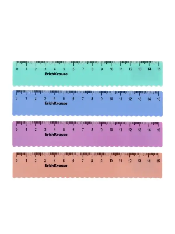 Линейка 15 см ErichKrause Pastel Bloom, волнистый край, МИКС