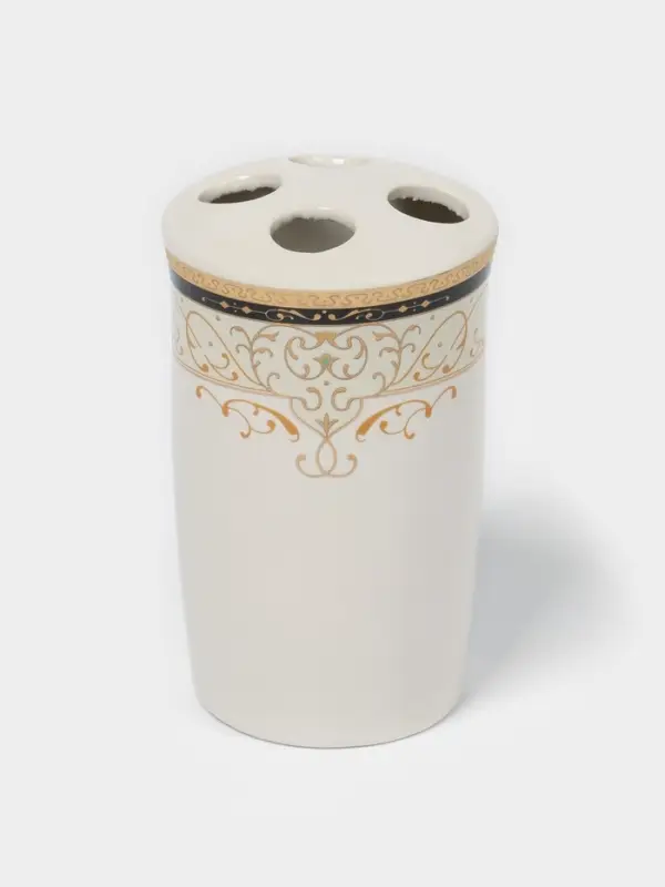 Набор аксессуаров для ванной комнаты Доляна &laquo;Золотая роскошь&raquo;, 4 предмета, дозатор 250 мл, мыльница, 2 стакана, белый