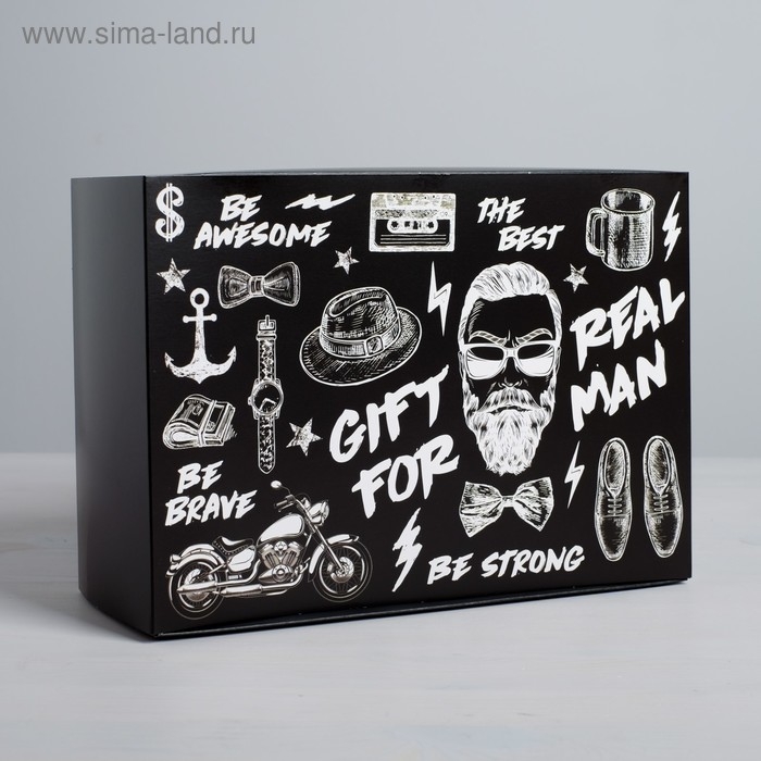 Коробка подарочная складная, упаковка, Gift for real man, 25 х 18 х 10 см Коробка подарочная складная, упаковка, Gift for real man, 25 х 18 х 10 см