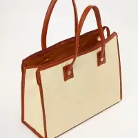 Сумка плетёная на молнии из пандана, 41&times;16&times;50 см, бежево-коричневая