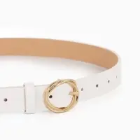 Ремень жен 05-01-01-01, Июнь2510, 2,9*0,3*110 см, без винта, пряж золото, 1 прокол, белый