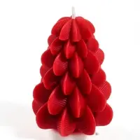 Свеча новогодняя "Ёлка" 135 гр, 6,8х6,8х11 см, 8 ч, красный