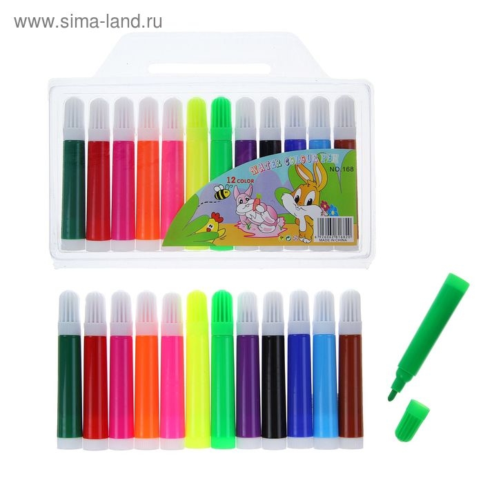 Фломастеры, 12 цветов, Jambo, толстые, вентилируемый колпачок Фломастеры, 12 цветов, Jambo, толстые, вентилируемый колпачок