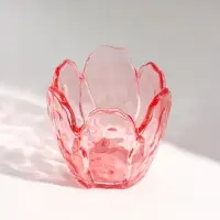 Подсвечник стекло на 1 свечу "Бутон" розовый d=5 см 9,5х9,5х8,5 см