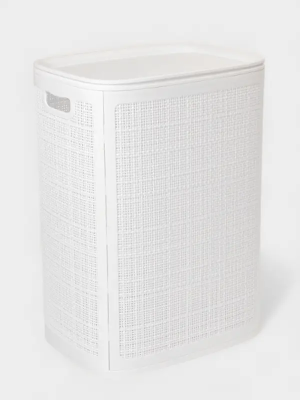 Плетёная корзина для белья с крышкой &laquo;Лён&raquo;, 75 л, 43&times;32&times;60 см, белая