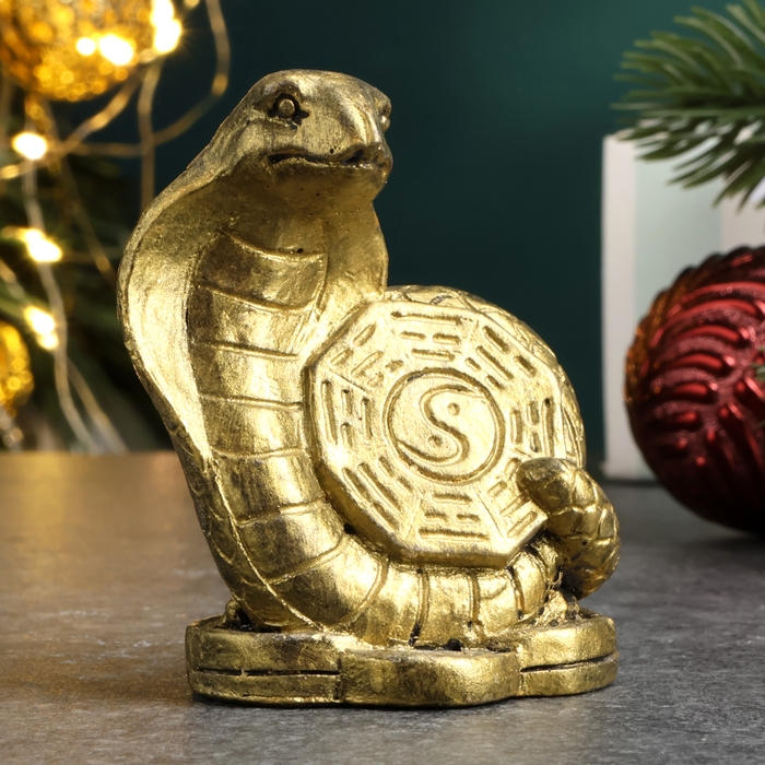 Новый год. Символ 2025. Фигура Новый год. Символ 2025. Фигура "Змея Инь-Ян" старое золото, 6х5х4см