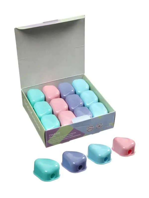 Точилка ErichKrause Charm Pastel, 1 отверстие, с контейнером, МИКС