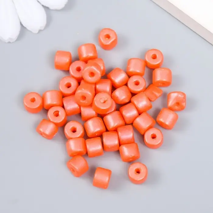 Бусины для творчества пластик цилиндр "Алый" набор 20 гр 0,6х0,6х0,5 см
