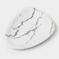 Аксессуары для ванной &laquo;Мрамор&raquo;, 3 предмета, мыльница, дозатор 230 мл, стакан, белые