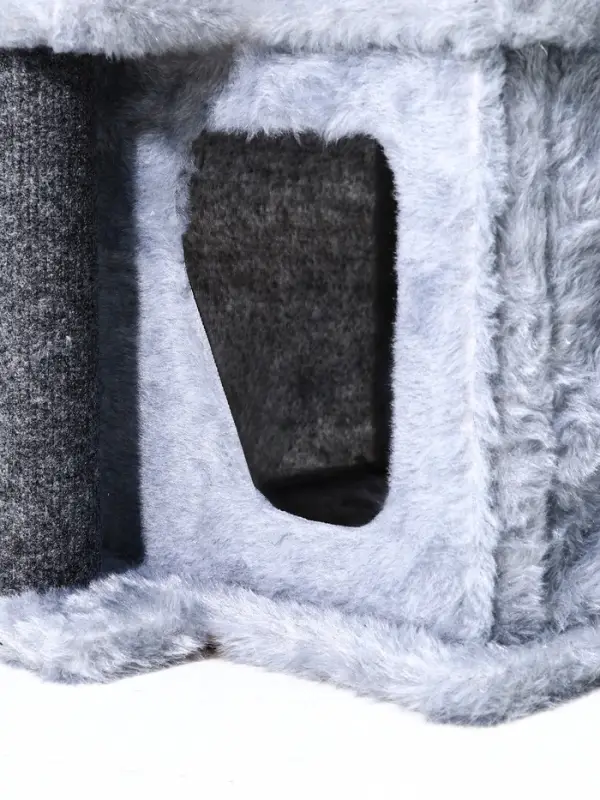 Домик для кошек с когтеточкой, квадратный, 3х-этажный, 33 × 42 × 63 см, ковролин, серая