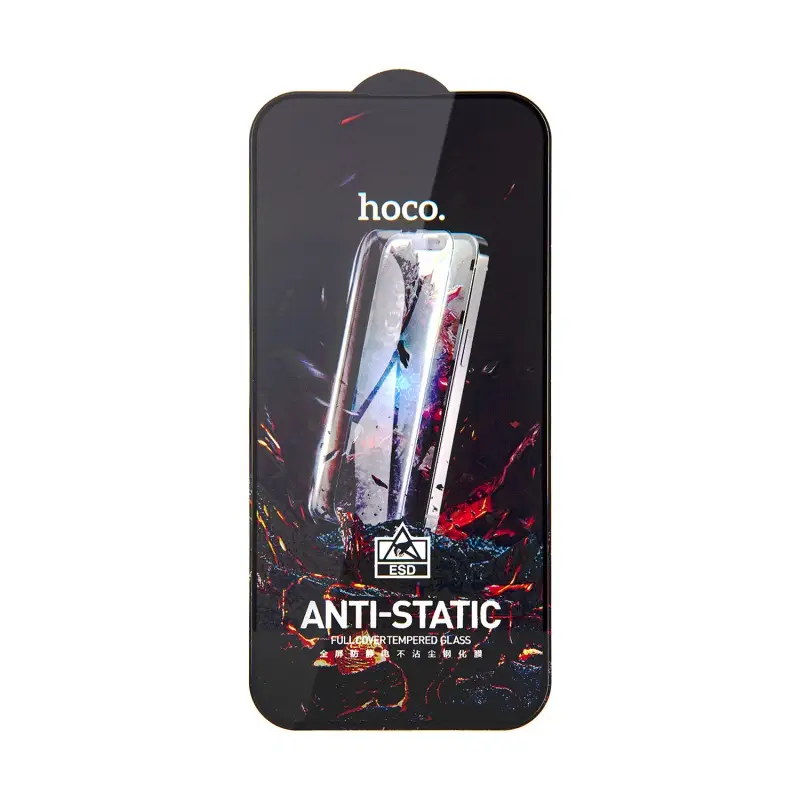 Защитное стекло для iPhone 15 Pro Full Screen HD Anti-Static G10 Hoco Black без упаковки (25 шт./уп)