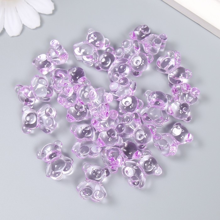 Декор для творчества пластик Декор для творчества пластик "Медвежонок" сиреневый набор 25 шт 1,8х1,5х1 см