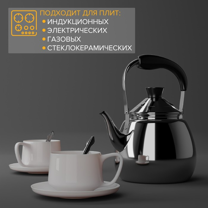 Чайник для плиты из нержавеющей стали Orchid, 1 л, цвет серебряный